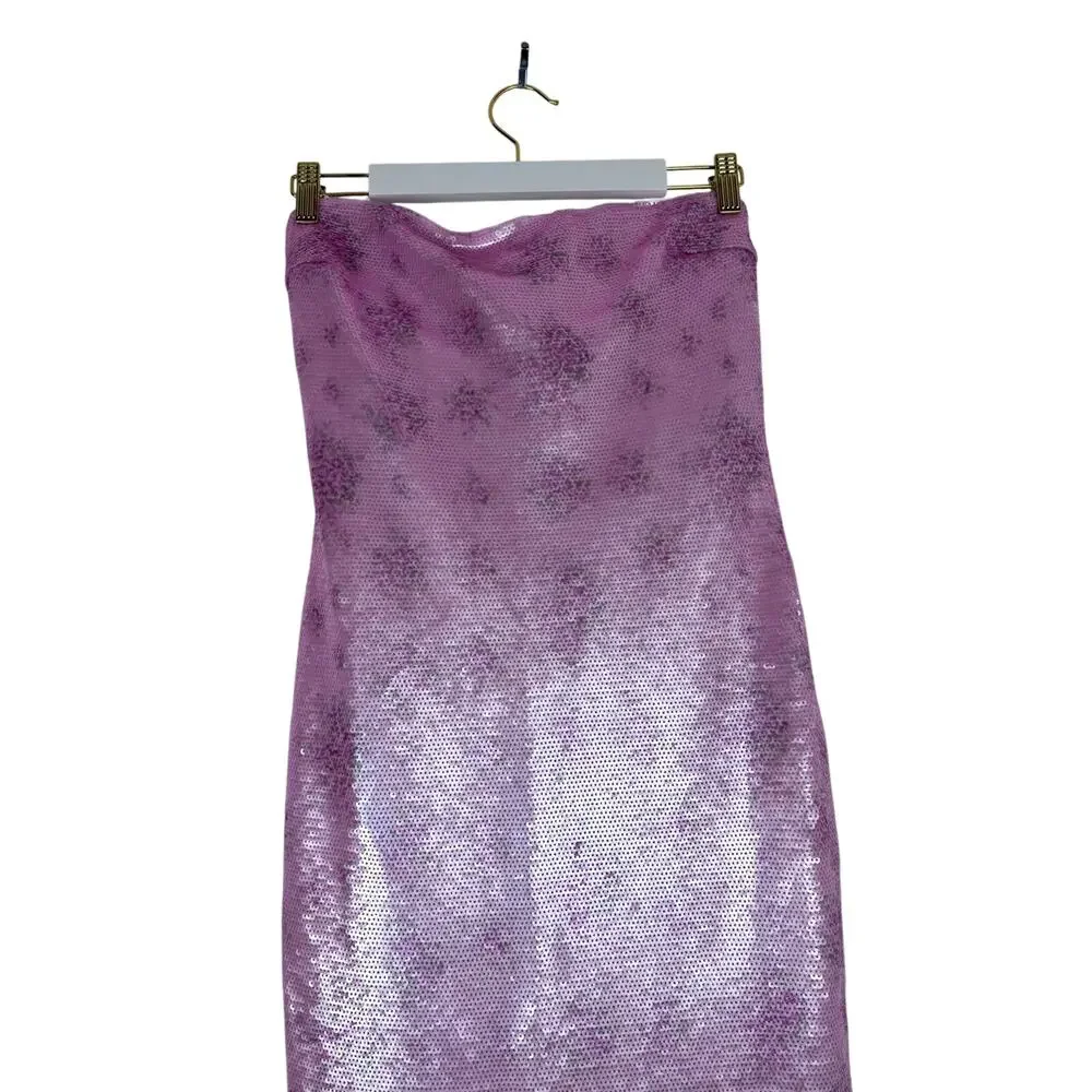 LoveShackFancy Stasia Pink Floral Sequin Strapless Midi Dress Size 4 - Picture 4 of 9